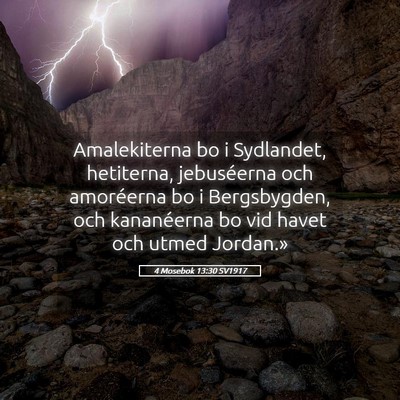 Picture 05 - 4 Mosebok 13:30 SV1917 - Amalekiterna bo i Sydlandet, hetiterna, - Bible Verse Picture