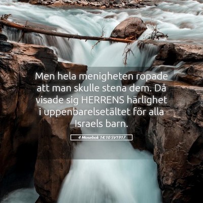 Picture 05 - 4 Mosebok 14:10 SV1917 - Men hela menigheten ropade att man skulle stena - Bible Verse Picture
