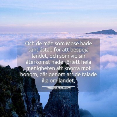 Picture 05 - 4 Mosebok 14:36 SV1917 - Och de män som Mose hade sänt åstad för att - Bible Verse Picture