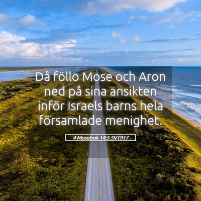 Picture 05 - 4 Mosebok 14:5 SV1917 - Då föllo Mose och Aron ned på sina ansikten - Bible Verse Picture
