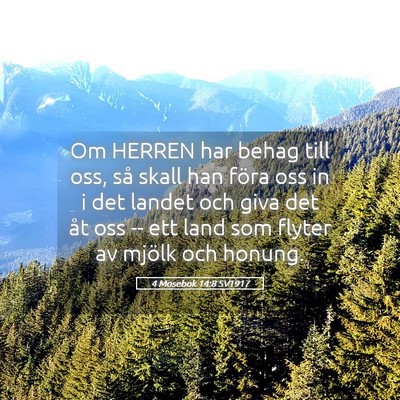 Picture 05 - 4 Mosebok 14:8 SV1917 - Om HERREN har behag till oss, så skall han föra - Bible Verse Picture