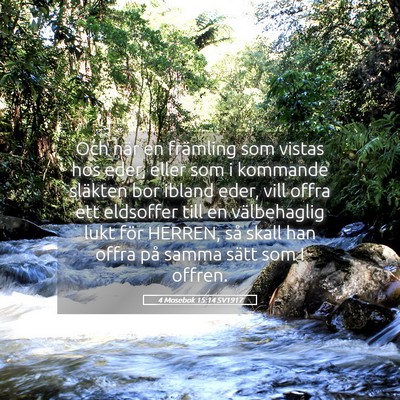 Picture 05 - 4 Mosebok 15:14 SV1917 - Och när en främling som vistas hos eder, eller - Bible Verse Picture