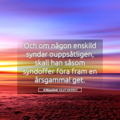 Picture 05 - 4 Mosebok 15:27 SV1917 - Och om någon enskild syndar ouppsåtligen, skall - Bible Verse Picture