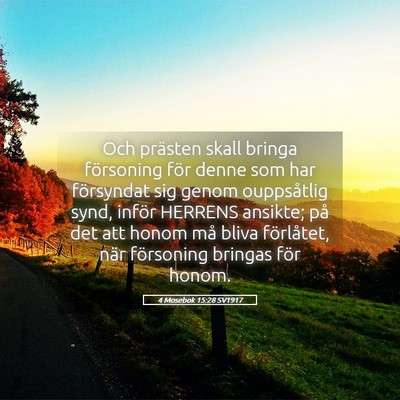 Picture 05 - 4 Mosebok 15:28 SV1917 - Och prästen skall bringa försoning för denne - Bible Verse Picture