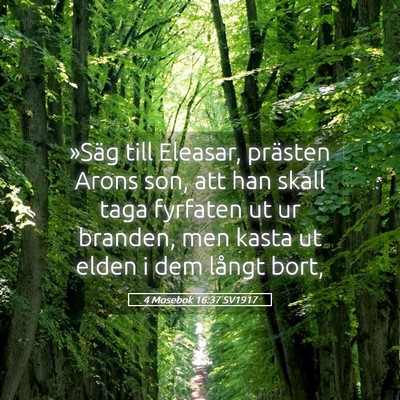 Picture 05 - 4 Mosebok 16:37 SV1917 - »Säg till Eleasar, prästen Arons son, att han - Bible Verse Picture