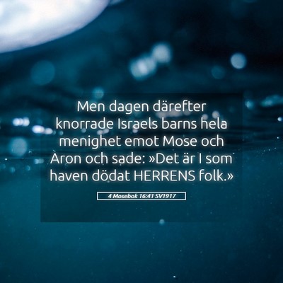 Picture 05 - 4 Mosebok 16:41 SV1917 - Men dagen därefter knorrade Israels barns hela - Bible Verse Picture