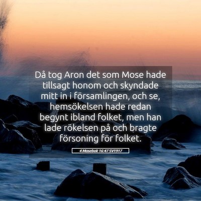 Picture 05 - 4 Mosebok 16:47 SV1917 - Då tog Aron det som Mose hade tillsagt honom och - Bible Verse Picture
