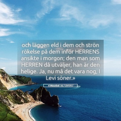 Picture 05 - 4 Mosebok 16:7 SV1917 - och läggen eld i dem och strön rökelse på dem - Bible Verse Picture