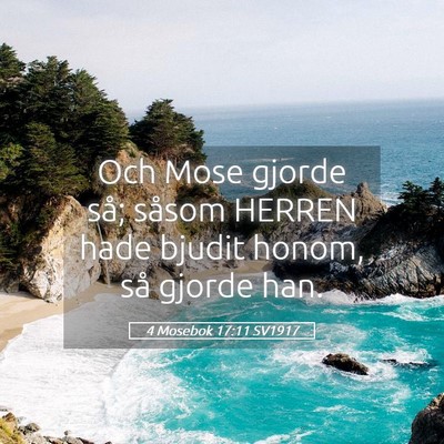 Picture 05 - 4 Mosebok 17:11 SV1917 - Och Mose gjorde så; såsom HERREN hade bjudit - Bible Verse Picture