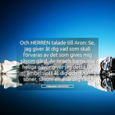 Picture 05 - 4 Mosebok 18:8 SV1917 - Och HERREN talade till Aron: Se, jag giver åt - Bible Verse Picture