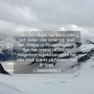 Picture 05 - 4 Mosebok 19:20 SV1917 - Men om någon har blivit oren och sedan icke - Bible Verse Picture