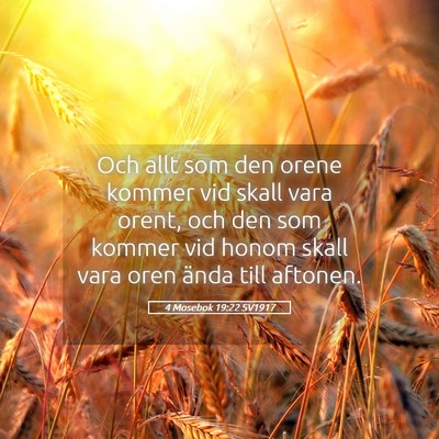 Picture 05 - 4 Mosebok 19:22 SV1917 - Och allt som den orene kommer vid skall vara - Bible Verse Picture