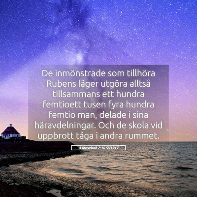 Picture 05 - 4 Mosebok 2:16 SV1917 - De inmönstrade som tillhöra Rubens läger - Bible Verse Picture
