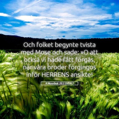 Picture 05 - 4 Mosebok 20:3 SV1917 - Och folket begynte tvista med Mose och sade: »O - Bible Verse Picture