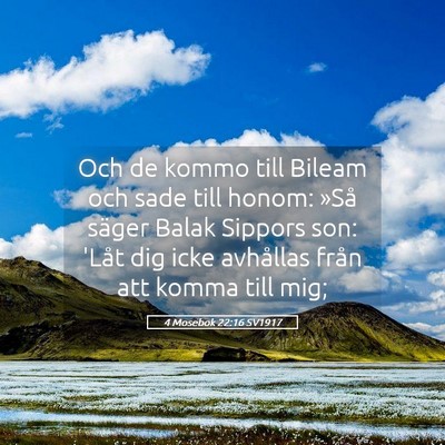 Picture 05 - 4 Mosebok 22:16 SV1917 - Och de kommo till Bileam och sade till honom: - Bible Verse Picture