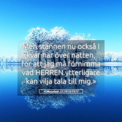 Picture 05 - 4 Mosebok 22:19 SV1917 - Men stannen nu också I kvar har över natten, - Bible Verse Picture