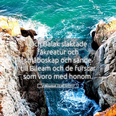 Picture 05 - 4 Mosebok 22:40 SV1917 - Och Balak slaktade fäkreatur och småboskap och - Bible Verse Picture