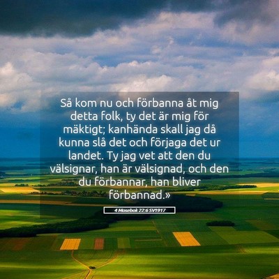 Picture 05 - 4 Mosebok 22:6 SV1917 - Så kom nu och förbanna åt mig detta folk, ty - Bible Verse Picture