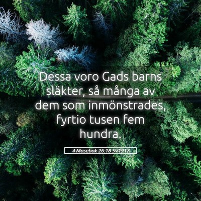 Picture 05 - 4 Mosebok 26:18 SV1917 - Dessa voro Gads barns släkter, så många av dem - Bible Verse Picture