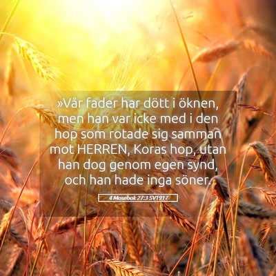 Picture 05 - 4 Mosebok 27:3 SV1917 - »Vår fader har dött i öknen, men han var icke - Bible Verse Picture