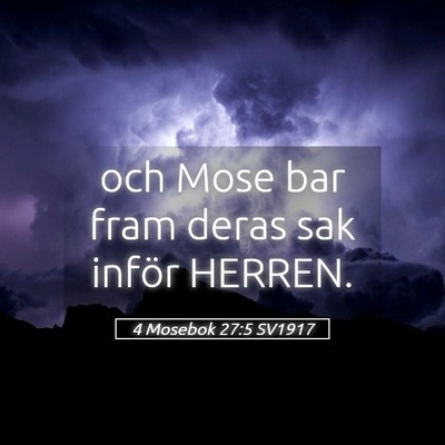 Picture 05 - 4 Mosebok 27:5 SV1917 - och Mose bar fram deras sak inför - Bible Verse Picture