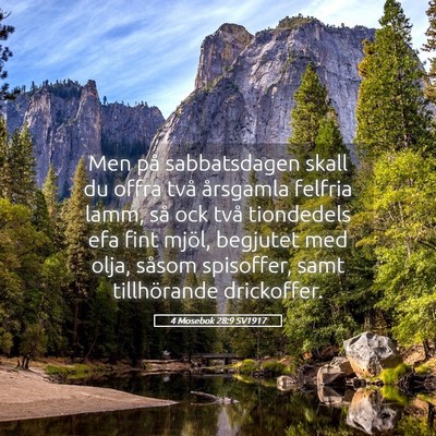 Picture 05 - 4 Mosebok 28:9 SV1917 - Men på sabbatsdagen skall du offra två - Bible Verse Picture
