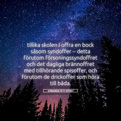 Picture 05 - 4 Mosebok 29:11 SV1917 - tillika skolen I offra en bock såsom syndoffer - Bible Verse Picture
