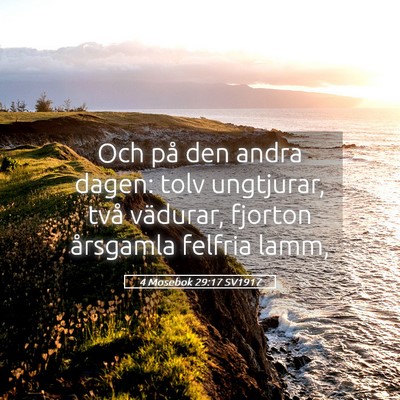 Picture 05 - 4 Mosebok 29:17 SV1917 - Och på den andra dagen: tolv ungtjurar, två - Bible Verse Picture