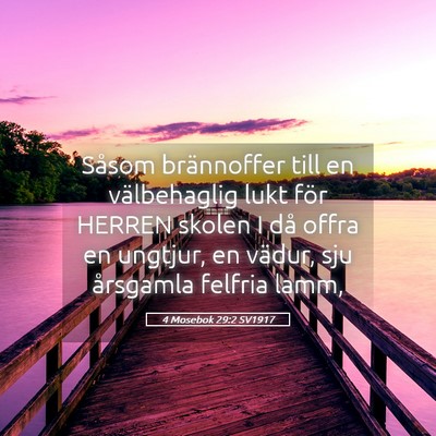 Picture 05 - 4 Mosebok 29:2 SV1917 - Såsom brännoffer till en välbehaglig lukt för - Bible Verse Picture