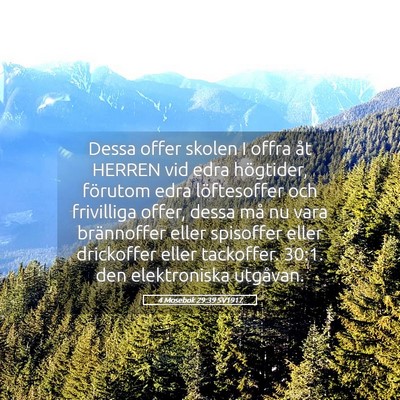 Picture 05 - 4 Mosebok 29:39 SV1917 - Dessa offer skolen I offra åt HERREN vid edra - Bible Verse Picture