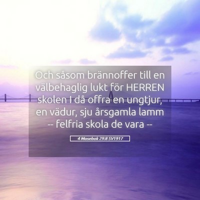 Picture 05 - 4 Mosebok 29:8 SV1917 - Och såsom brännoffer till en välbehaglig lukt - Bible Verse Picture