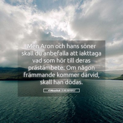 Picture 05 - 4 Mosebok 3:10 SV1917 - Men Aron och hans söner skall du anbefalla att - Bible Verse Picture