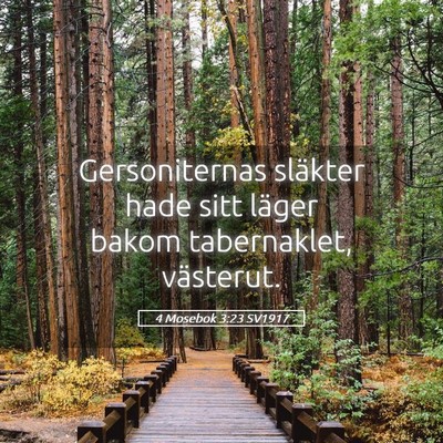 Picture 05 - 4 Mosebok 3:23 SV1917 - Gersoniternas släkter hade sitt läger bakom - Bible Verse Picture