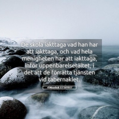 Picture 05 - 4 Mosebok 3:7 SV1917 - De skola iakttaga vad han har att iakttaga, och - Bible Verse Picture