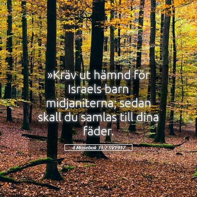 Picture 05 - 4 Mosebok 31:2 SV1917 - »Kräv ut hämnd för Israels barn midjaniterna; - Bible Verse Picture
