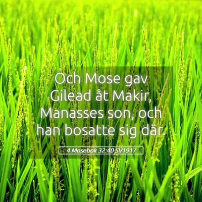 Picture 05 - 4 Mosebok 32:40 SV1917 - Och Mose gav Gilead åt Makir, Manasses son, och - Bible Verse Picture