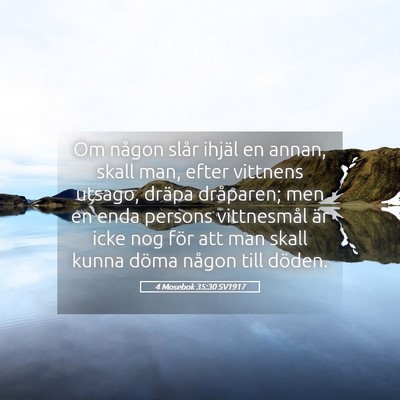 Picture 05 - 4 Mosebok 35:30 SV1917 - Om någon slår ihjäl en annan, skall man, efter - Bible Verse Picture