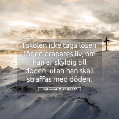 Picture 05 - 4 Mosebok 35:31 SV1917 - I skolen icke taga lösen för en dråpares liv, - Bible Verse Picture