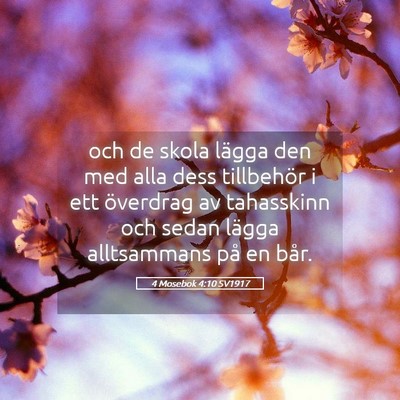 Picture 05 - 4 Mosebok 4:10 SV1917 - och de skola lägga den med alla dess tillbehör - Bible Verse Picture