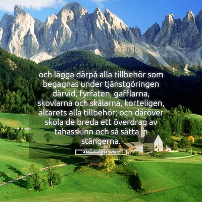 Picture 05 - 4 Mosebok 4:14 SV1917 - och lägga därpå alla tillbehör som begagnas - Bible Verse Picture