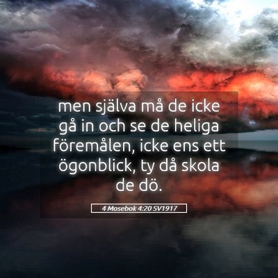 Picture 05 - 4 Mosebok 4:20 SV1917 - men själva må de icke gå in och se de heliga - Bible Verse Picture