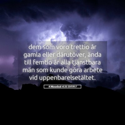 Picture 05 - 4 Mosebok 4:35 SV1917 - dem som voro trettio år gamla eller därutöver, - Bible Verse Picture