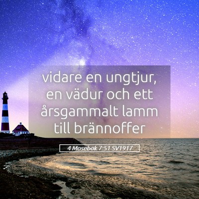 Picture 05 - 4 Mosebok 7:51 SV1917 - vidare en ungtjur, en vädur och ett årsgammalt - Bible Verse Picture