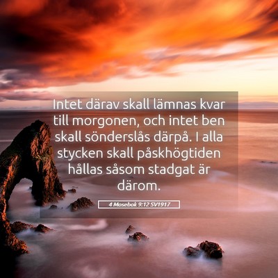 Picture 05 - 4 Mosebok 9:12 SV1917 - Intet därav skall lämnas kvar till morgonen, - Bible Verse Picture