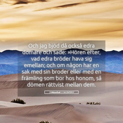 Picture 05 - 5 Mosebok 1:16 SV1917 - Och jag bjöd då också edra domare och sade: - Bible Verse Picture