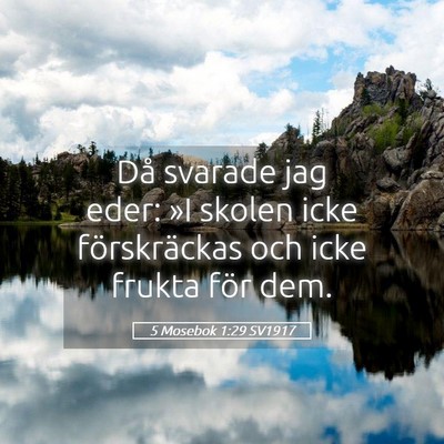 Picture 05 - 5 Mosebok 1:29 SV1917 - Då svarade jag eder: »I skolen icke - Bible Verse Picture