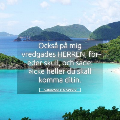 Picture 05 - 5 Mosebok 1:37 SV1917 - Också på mig vredgades HERREN, för eder skull, - Bible Verse Picture