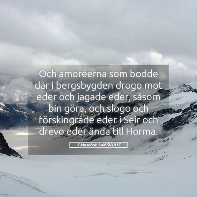 Picture 05 - 5 Mosebok 1:44 SV1917 - Och amoréerna som bodde där i bergsbygden drogo - Bible Verse Picture