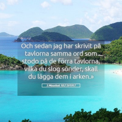 Picture 05 - 5 Mosebok 10:2 SV1917 - Och sedan jag har skrivit på tavlorna samma ord - Bible Verse Picture