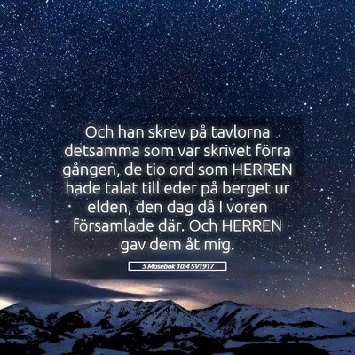Picture 05 - 5 Mosebok 10:4 SV1917 - Och han skrev på tavlorna detsamma som var - Bible Verse Picture